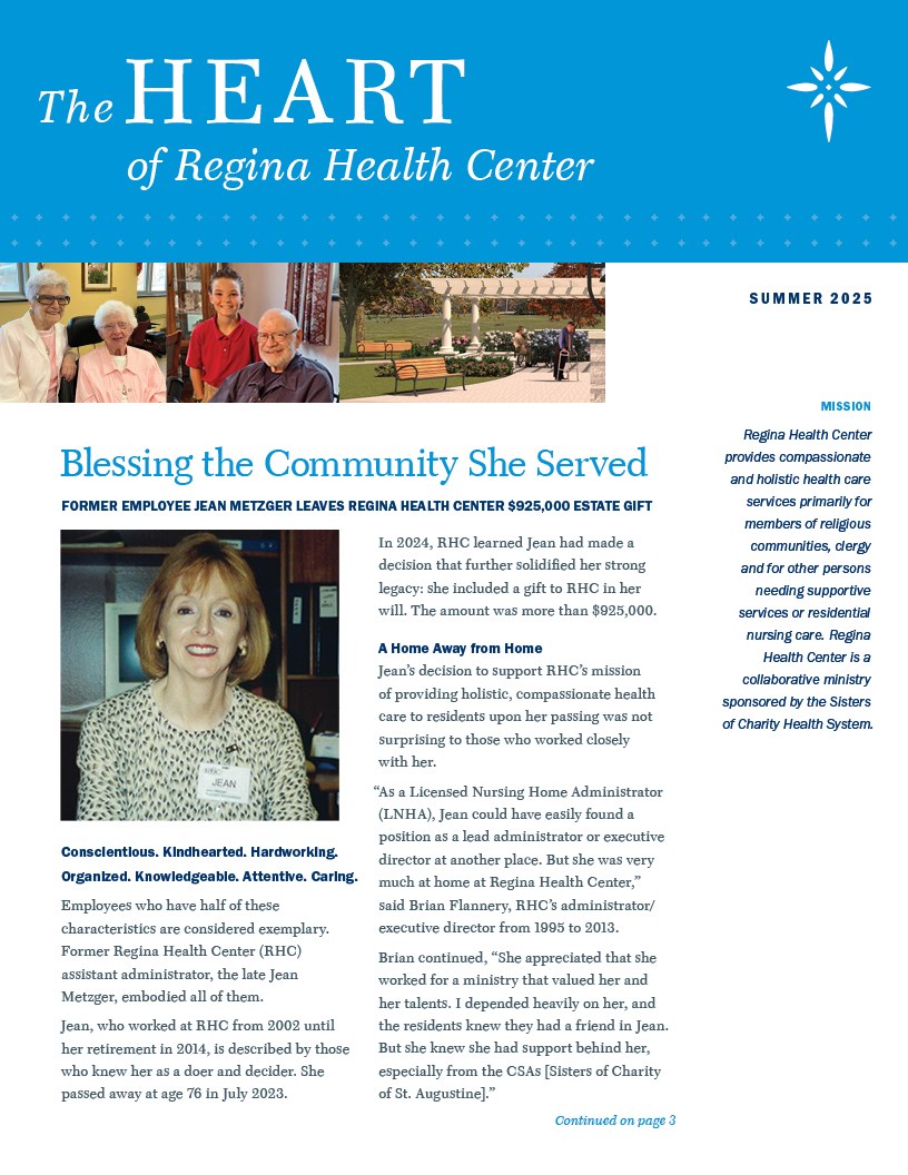 The Heart of Regina Health Center: donor spotlight focuses on former employee leaving nearly $1 million estate gift