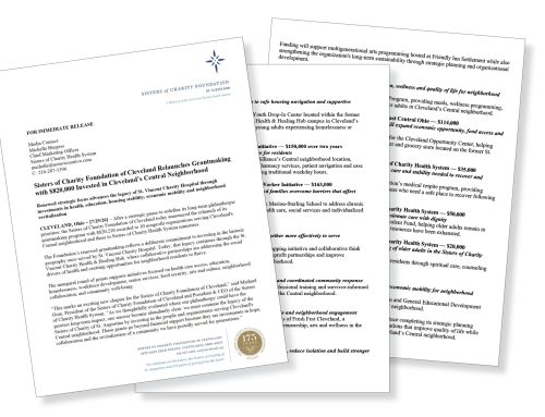 Sisters of Charity Foundation of Cleveland relaunches grantmaking with $820,000 in grants awarded