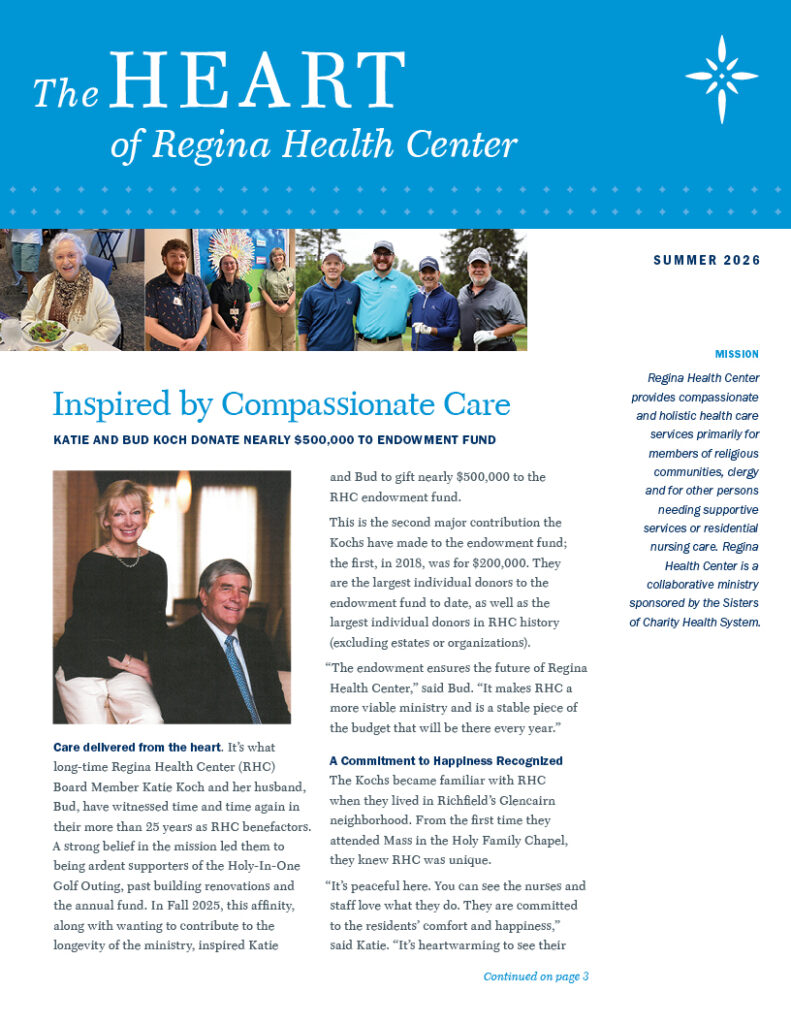 Regina Health Center’s Summer 2026 Newsletter Highlights Donors, Life Enrichment, Jubilee Years and More